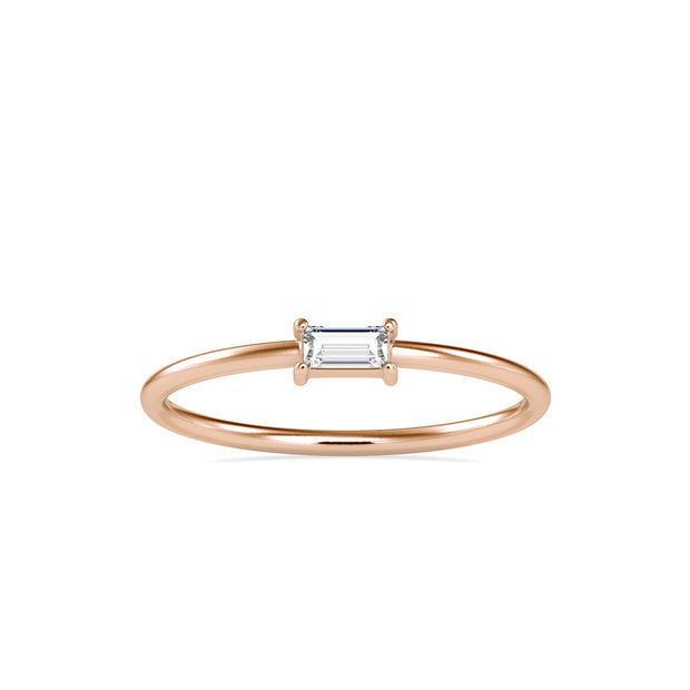 0.11Ct Baguette Prong Set Lab-Grown Diamond Gold Ring