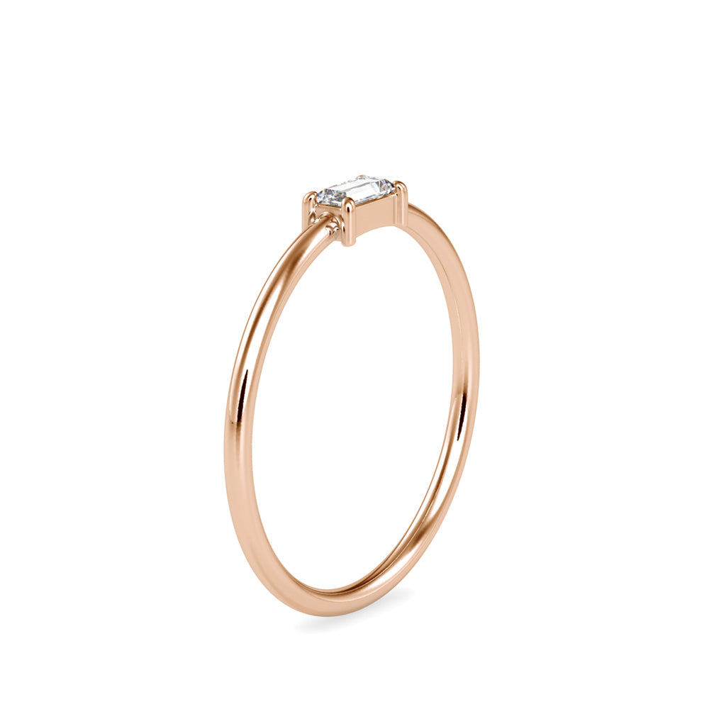 0.11Ct Baguette Prong Set Lab-Grown Diamond Gold Ring
