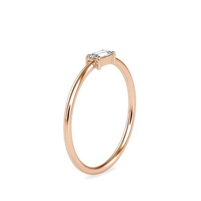 0.11Ct Baguette Prong Set Lab-Grown Diamond Gold Ring