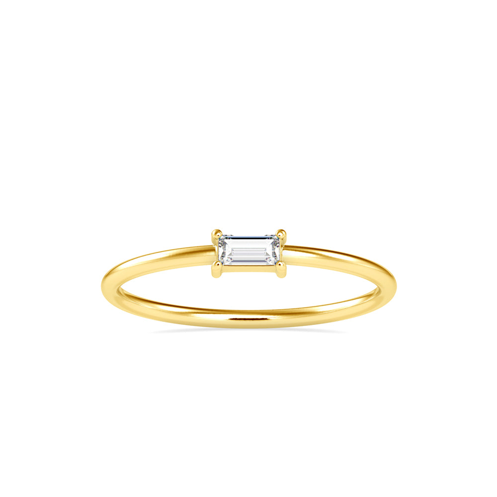 0.11Ct Baguette Prong Set Lab-Grown Diamond Gold Ring