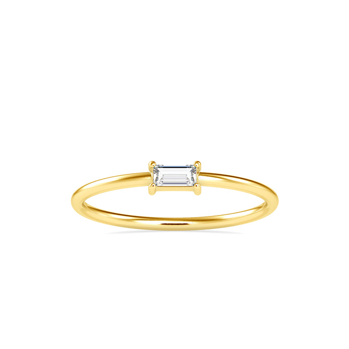 0.11Ct Baguette Prong Set Lab-Grown Diamond Gold Ring