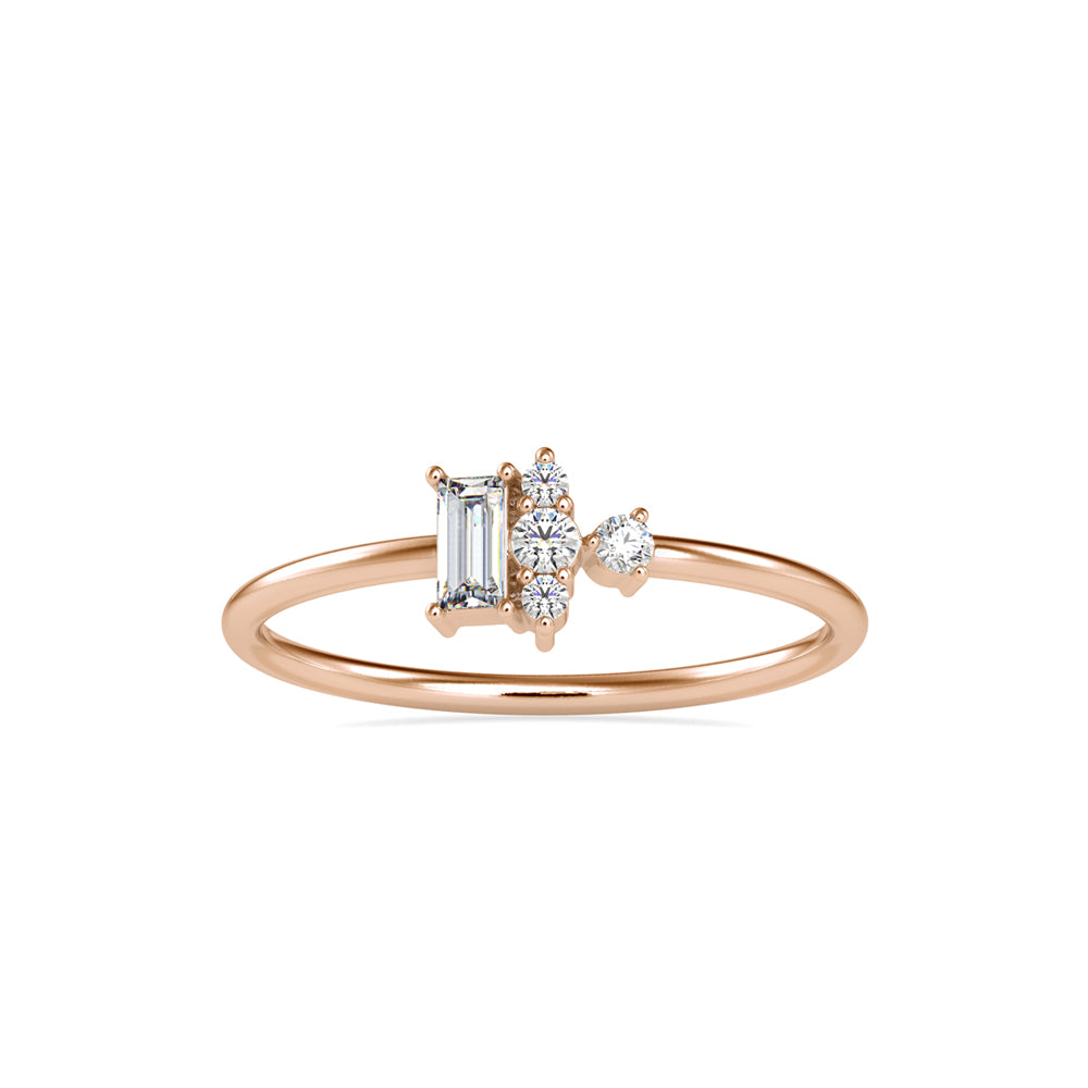 0.17Ct Baguette Prong Set Lab-Grown Diamond Gold Ring