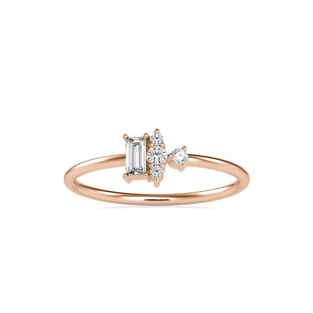 0.17Ct Baguette Prong Set Lab-Grown Diamond Gold Ring