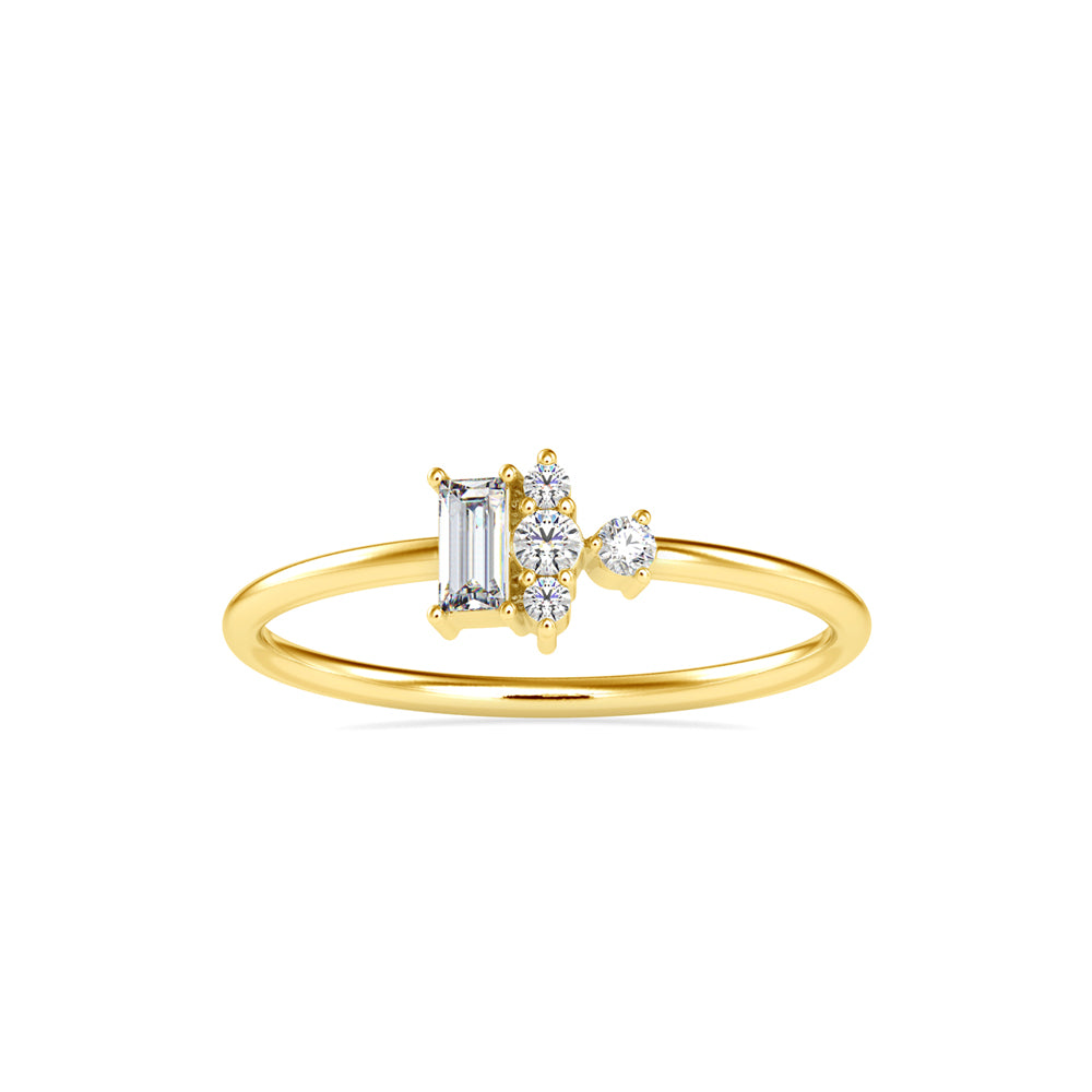 0.17Ct Baguette Prong Set Lab-Grown Diamond Gold Ring
