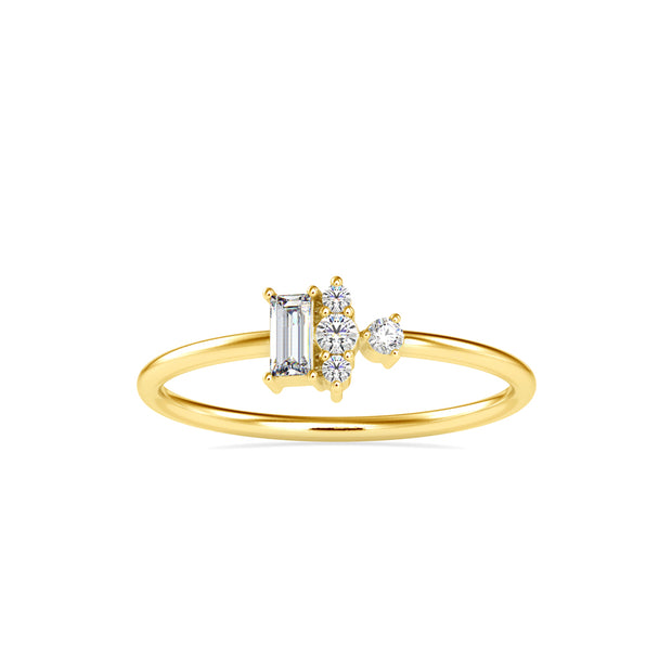 0.17Ct Baguette Prong Set Lab-Grown Diamond Gold Ring