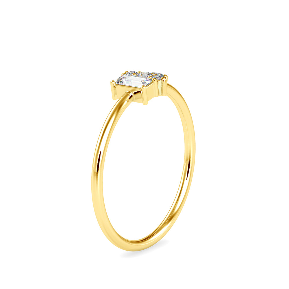 0.17Ct Baguette Prong Set Lab-Grown Diamond Gold Ring