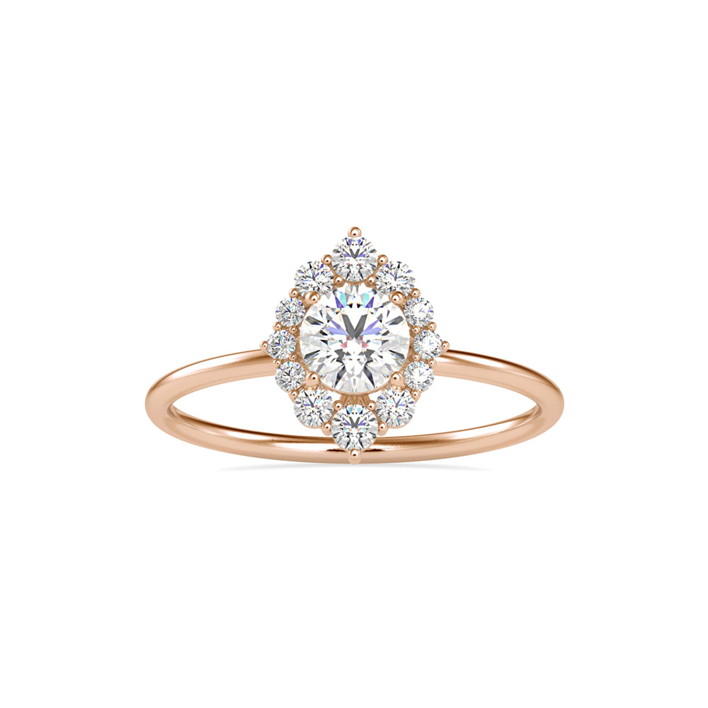 0.65Ct Round Halo Lab-Grown Diamond Gold Ring
