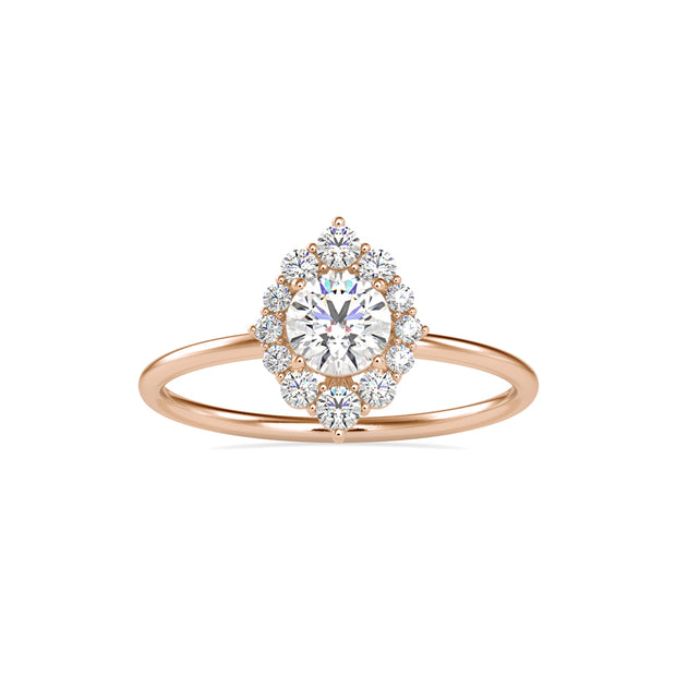 0.65Ct Round Halo Lab-Grown Diamond Gold Ring