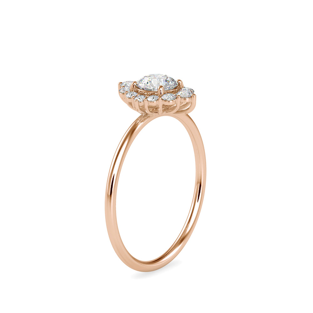 0.65Ct Round Halo Lab-Grown Diamond Gold Ring