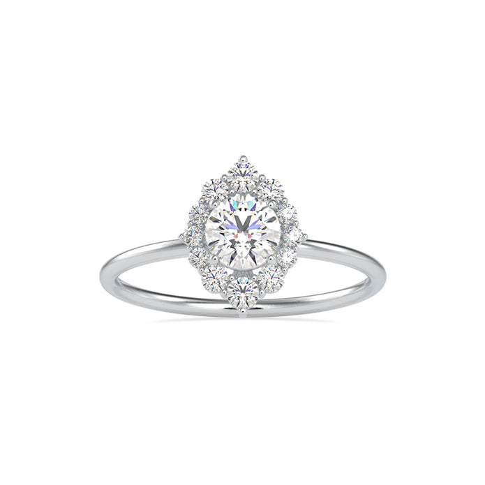 0.65Ct Round Halo Lab-Grown Diamond Gold Ring