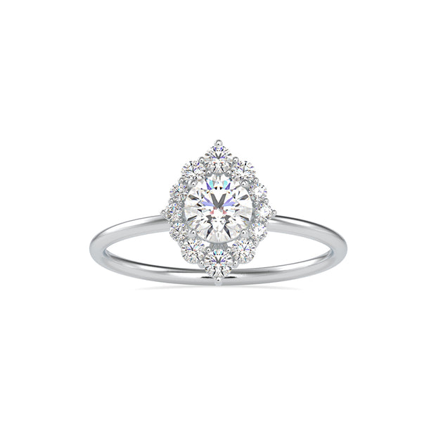 0.65Ct Round Halo Lab-Grown Diamond Gold Ring