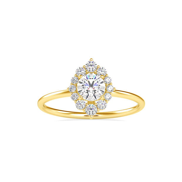 0.65Ct Round Halo Lab-Grown Diamond Gold Ring