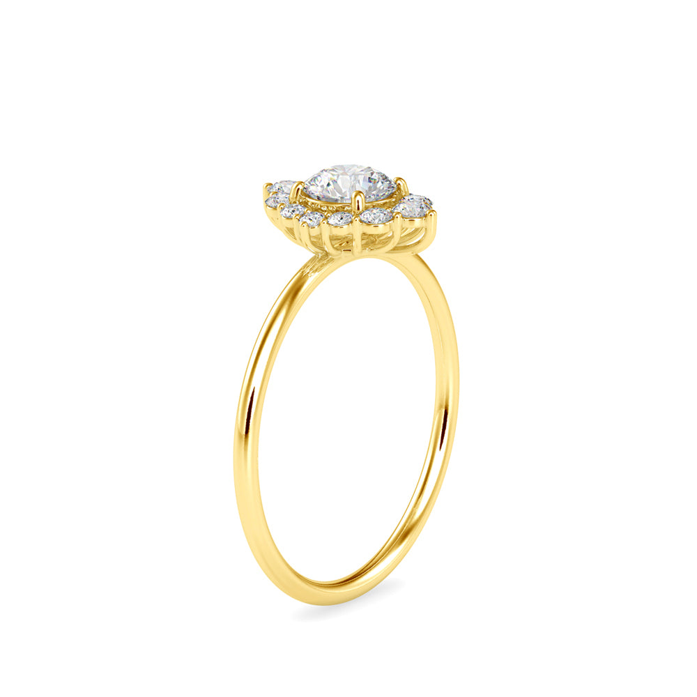 0.65Ct Round Halo Lab-Grown Diamond Gold Ring