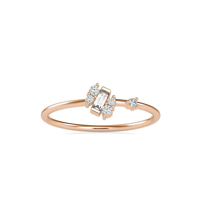 0.12Ct Baguette Bar Set Lab-Grown Diamond Gold Ring