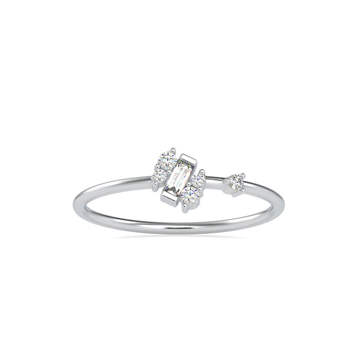 0.12Ct Baguette Bar Set Lab-Grown Diamond Gold Ring