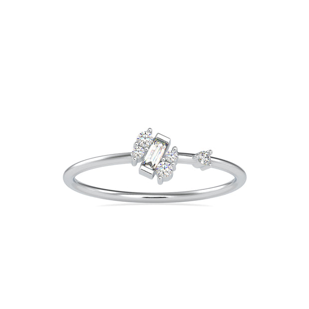 0.12Ct Baguette Bar Set Lab-Grown Diamond Gold Ring