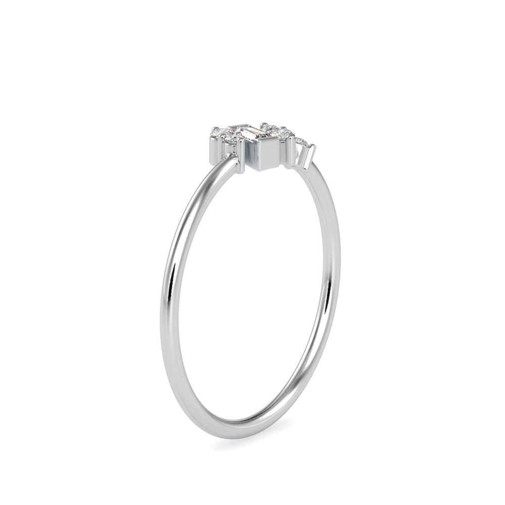 0.12Ct Baguette Bar Set Lab-Grown Diamond Gold Ring