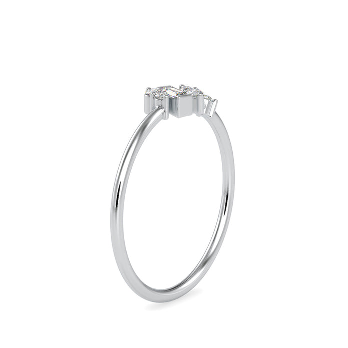0.12Ct Baguette Bar Set Lab-Grown Diamond Gold Ring