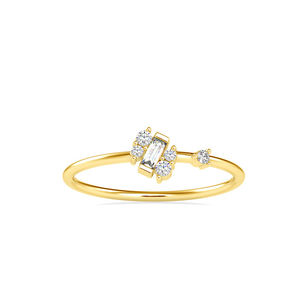 0.12Ct Baguette Bar Set Lab-Grown Diamond Gold Ring
