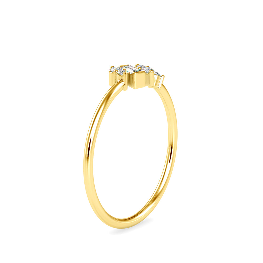 0.12Ct Baguette Bar Set Lab-Grown Diamond Gold Ring