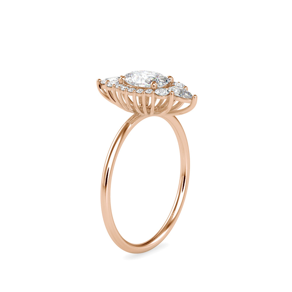 1.03Ct Elongated Oval Halo Lab-Grown Diamond Gold Ring