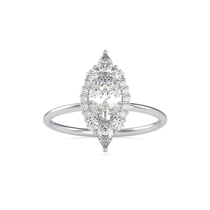 1.03Ct Elongated Oval Halo Lab-Grown Diamond Gold Ring