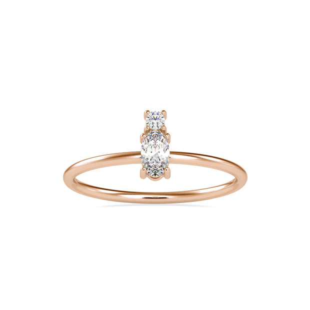 0.20Ct Round Oval Two Stone Lab-Grown Diamond Gold Ring