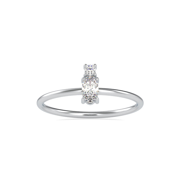 0.20Ct Round Oval Two Stone Lab-Grown Diamond Gold Ring