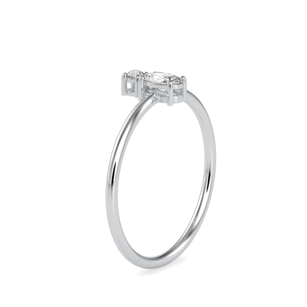0.20Ct Round Oval Two Stone Lab-Grown Diamond Gold Ring