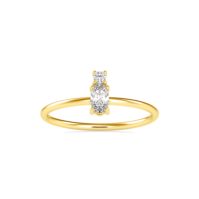 0.20Ct Round Oval Two Stone Lab-Grown Diamond Gold Ring