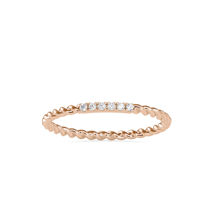 0.04Ct Twisted Round Pave Lab-Grown Diamond Gold Ring