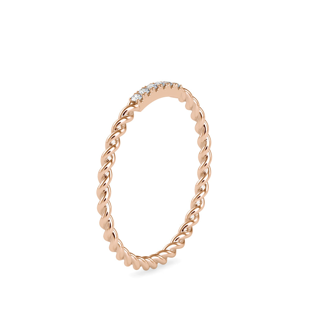 0.04Ct Twisted Round Pave Lab-Grown Diamond Gold Ring