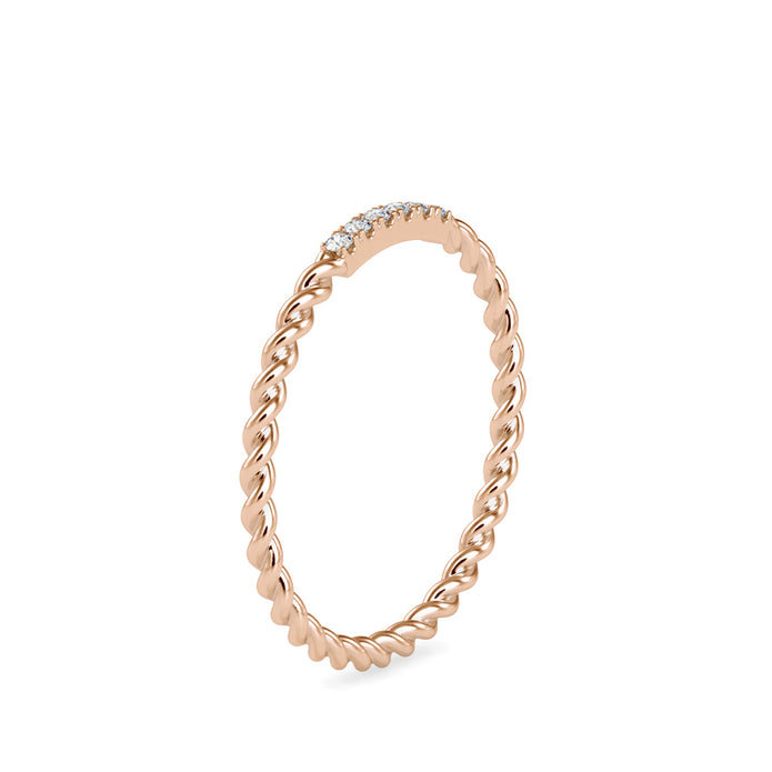 0.04Ct Twisted Round Pave Lab-Grown Diamond Gold Ring