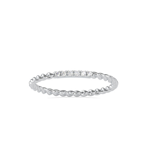 0.04Ct Twisted Round Pave Lab-Grown Diamond Gold Ring