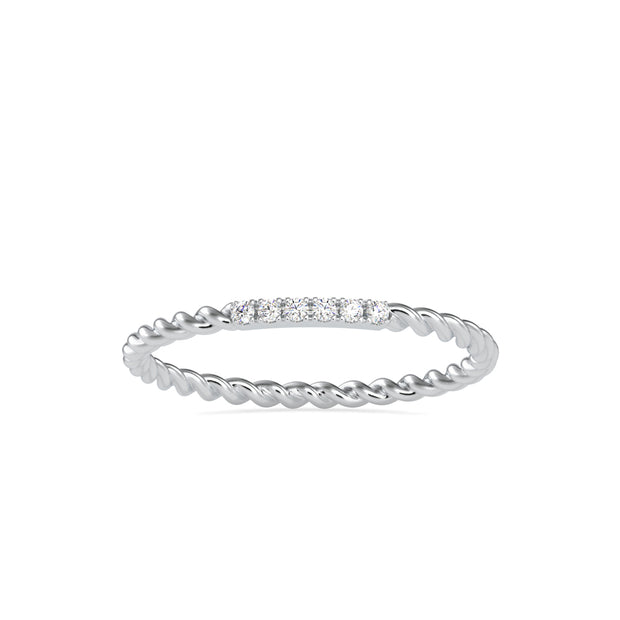 0.04Ct Twisted Round Pave Lab-Grown Diamond Gold Ring