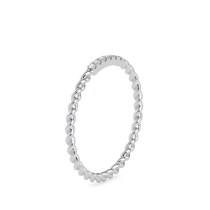 0.04Ct Twisted Round Pave Lab-Grown Diamond Gold Ring
