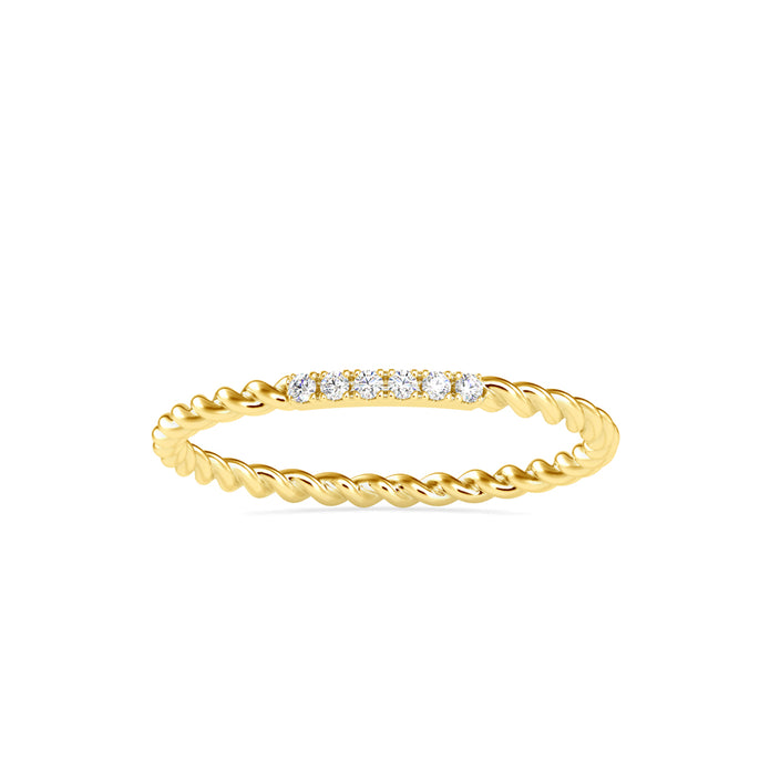 0.04Ct Twisted Round Pave Lab-Grown Diamond Gold Ring