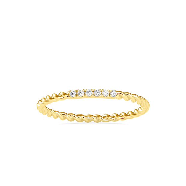 0.04Ct Twisted Round Pave Lab-Grown Diamond Gold Ring
