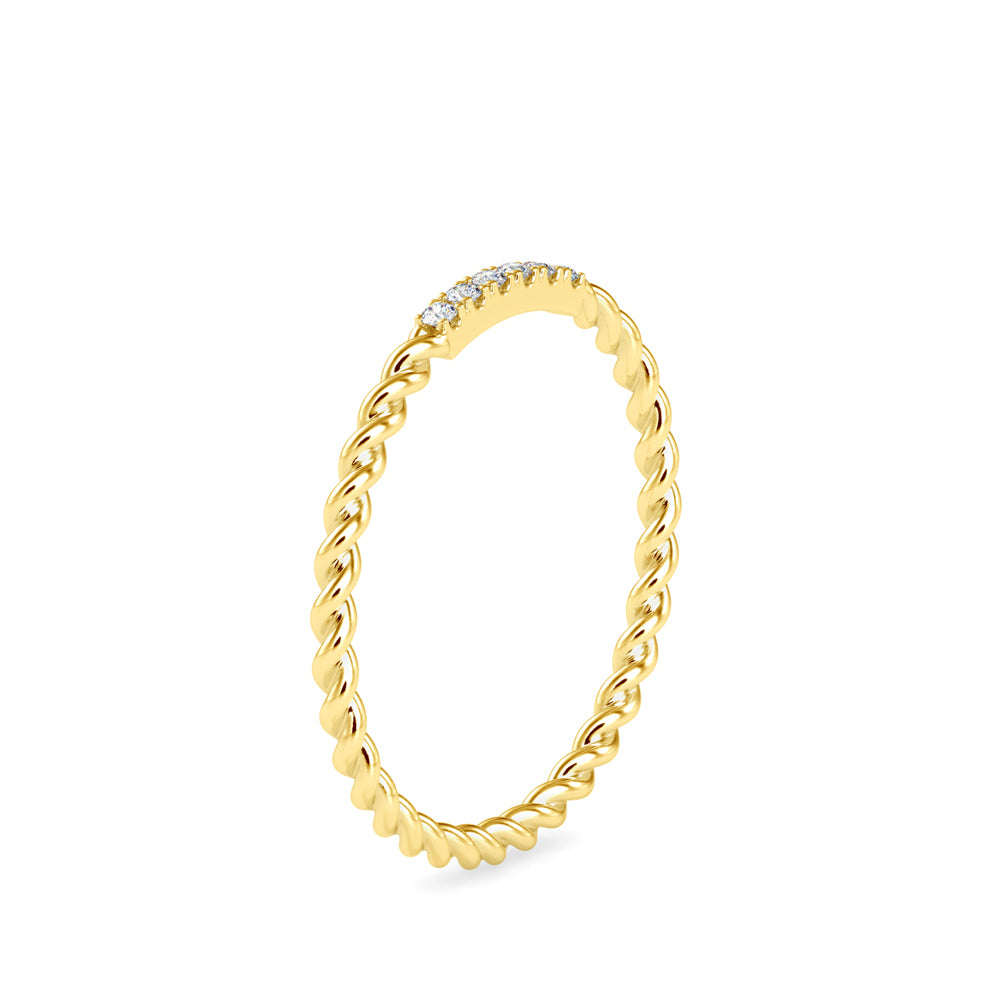 0.04Ct Twisted Round Pave Lab-Grown Diamond Gold Ring