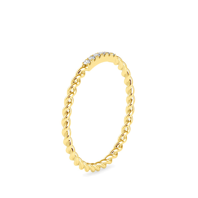 0.04Ct Twisted Round Pave Lab-Grown Diamond Gold Ring