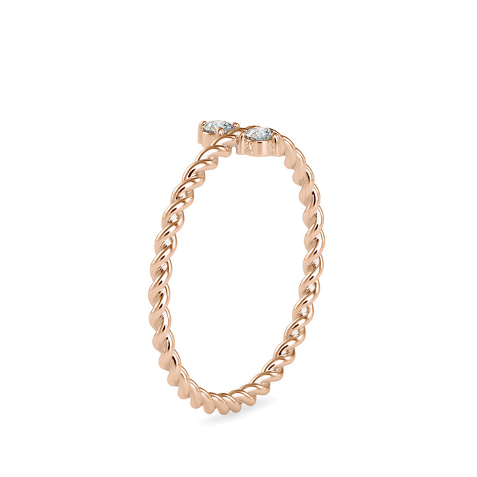 0.08Ct Twisted Round Two Stone Lab-Grown Diamond Gold Ring