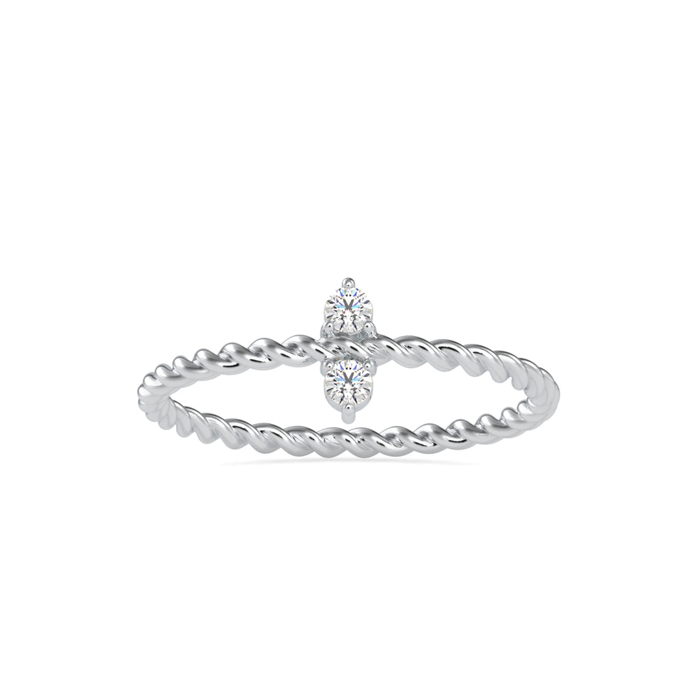 0.08Ct Twisted Round Two Stone Lab-Grown Diamond Gold Ring