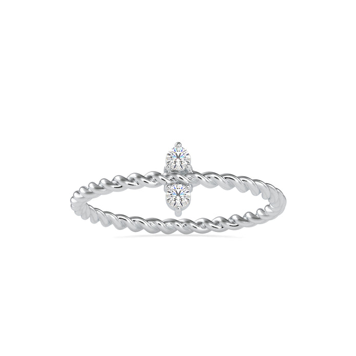 0.08Ct Twisted Round Two Stone Lab-Grown Diamond Gold Ring