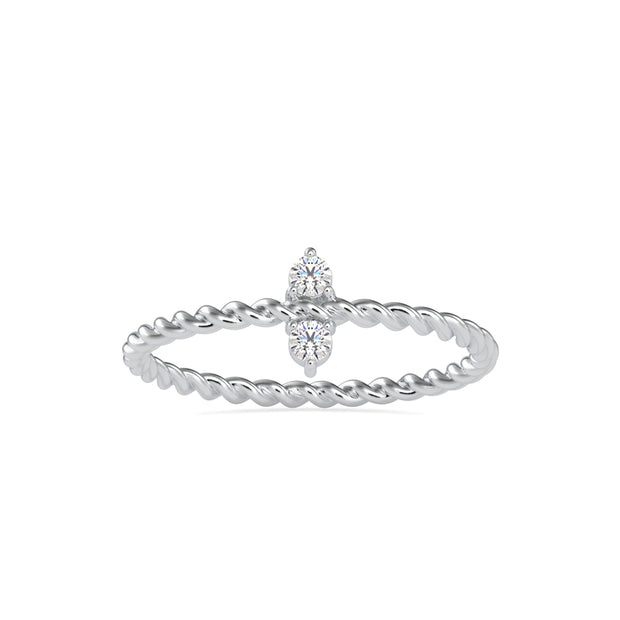 0.08Ct Twisted Round Two Stone Lab-Grown Diamond Gold Ring