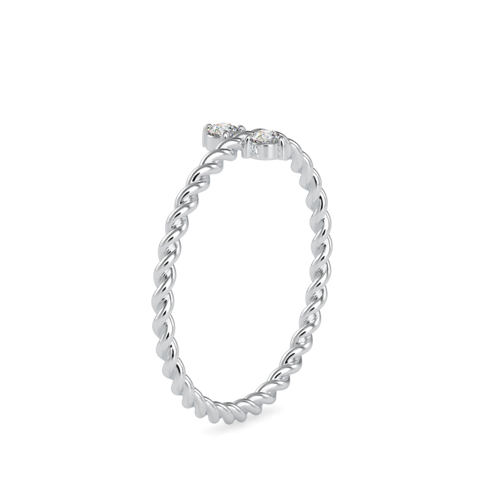 0.08Ct Twisted Round Two Stone Lab-Grown Diamond Gold Ring