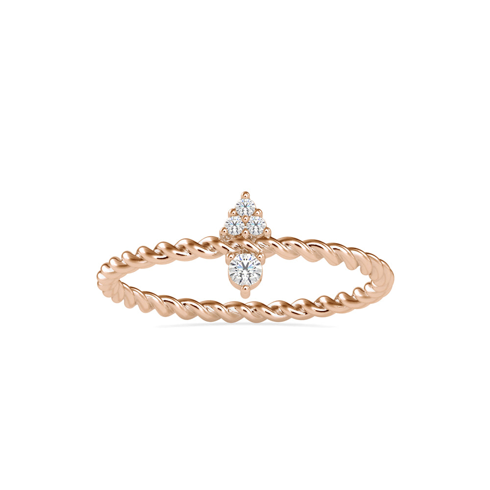 0.06Ct Twisted Round Prong Lab-Grown Diamond Gold Ring