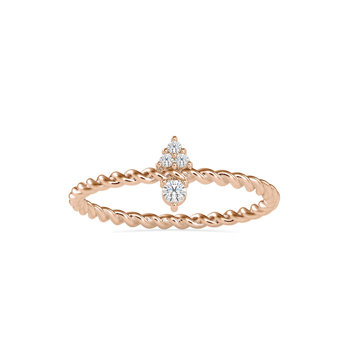 0.06Ct Twisted Round Prong Lab-Grown Diamond Gold Ring