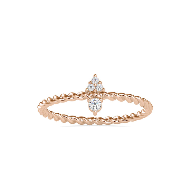 0.06Ct Twisted Round Prong Lab-Grown Diamond Gold Ring