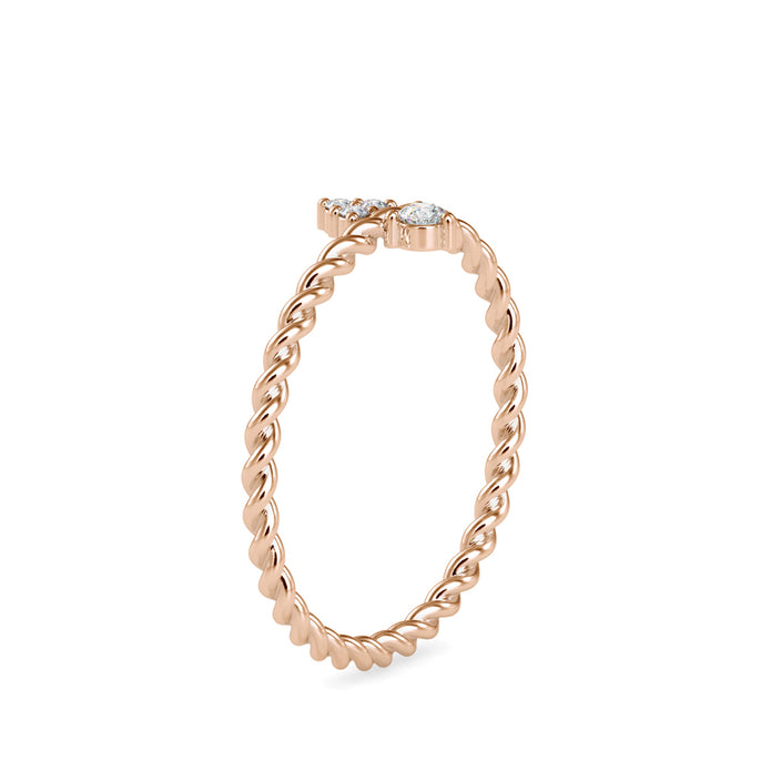 0.06Ct Twisted Round Prong Lab-Grown Diamond Gold Ring