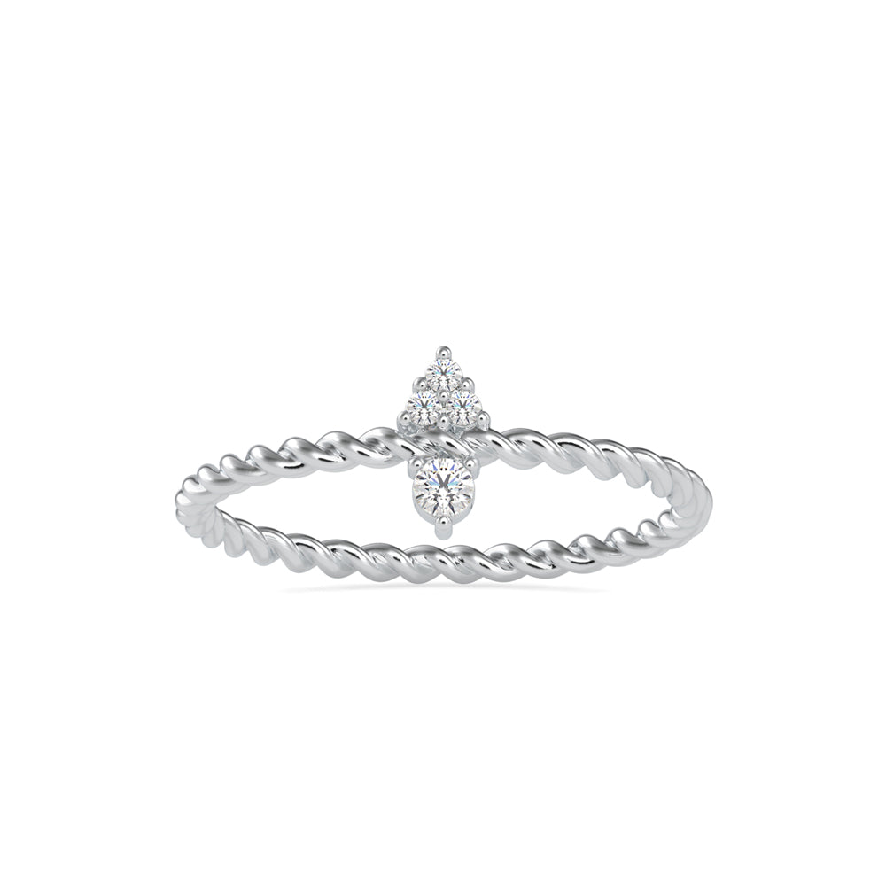 0.06Ct Twisted Round Prong Lab-Grown Diamond Gold Ring